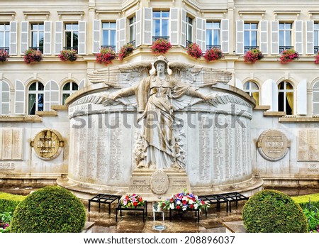 EPERNAY, FRANCE-JULY 13, 2014: Memorial of War 1914-1918 on front of City hall in historical center of town