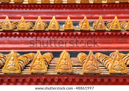beautiful roof of buddhist temple in Thailand