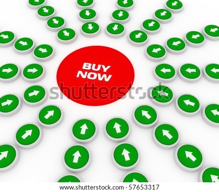 buy now button with green arrow on white background