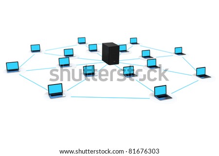 computer and server connected
