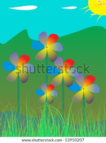 cartoon flowers background. cartoon flowers background.