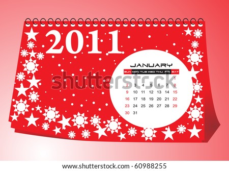 calendar january 2011. Desk calendar January 2011