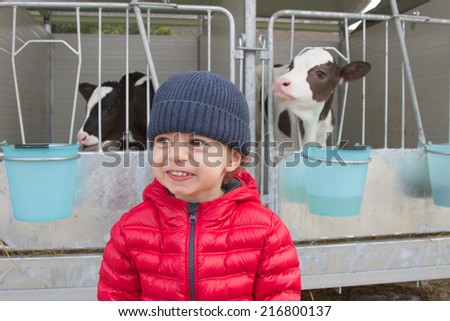 cute baby visit a farm