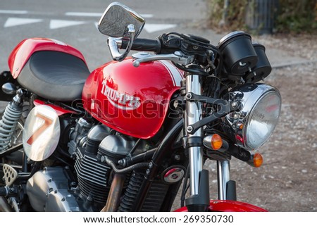 VERONA, ITALY - March 7: Motorcycle classic Triumph parked during a motorcycle rally.