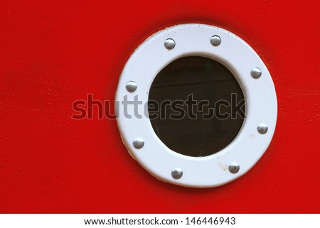 Porthole in the side of the hull passenger ship. Texture, background