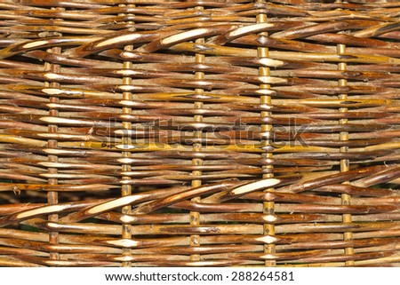 A large fragment of a wicker basket. Texture, background