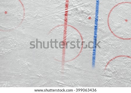 Ice the hockey field with marking. Concept, hockey, background, texture
