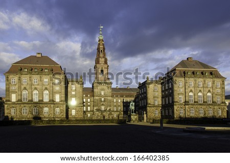 Christiansborg Palace in the center of Copenhagen,  Denmark. Seat of the Danish government