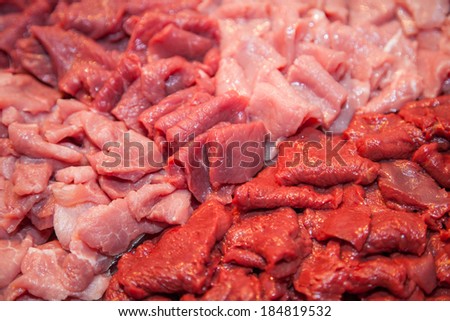 Fine cuts of  best meat for fondue