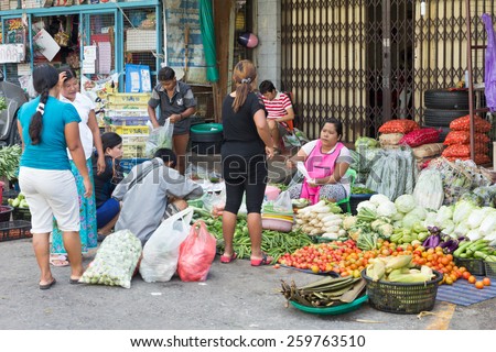 Phuket, Thailand-November 12th 2014: The morning market. The town has both an indoor and an outdoor market every morning.