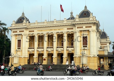 The front of the French built Opera House in Hanoi. Image by Kevin Hellon.