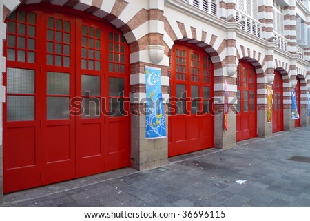 Red Doors At Singapore Fire Station Stock Photo 36696115 ...