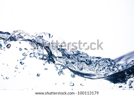 pure water wave with bubbles and splash