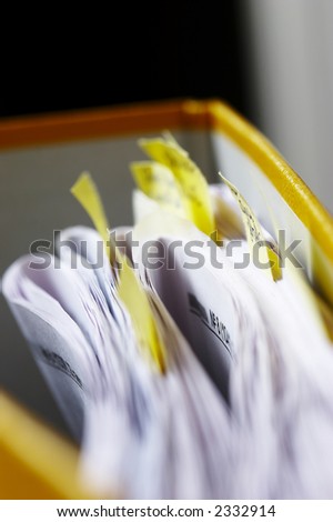 macro picture of paper case with  document