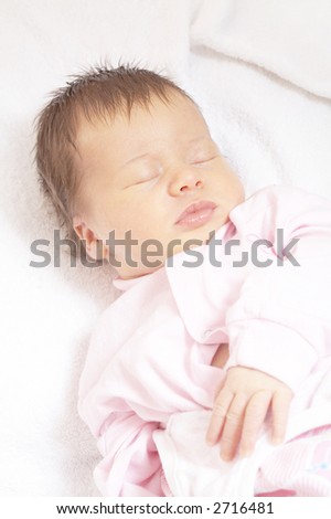 sweet dream newborn baby, portrait of little girl