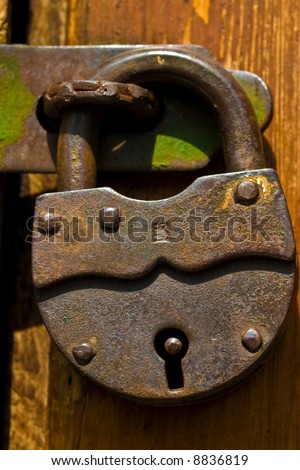 macro picture of door lock, closed door