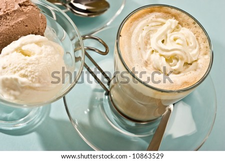 drink series: coffee with cream and ice cream