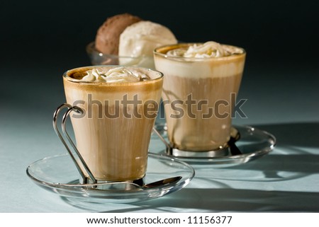 drink series: coffee with cream and ice cream