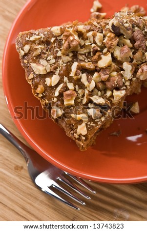 honey cake with nuts on the plate