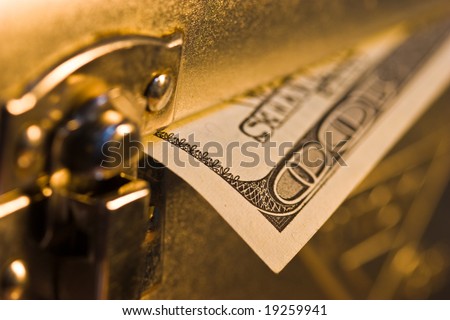 money series: steel box with lock and dollar