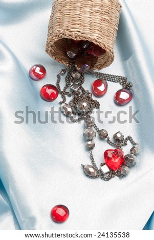 object series: accessories, beads and red heart
