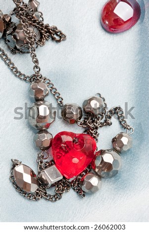 object series: accessories, beads and red heart