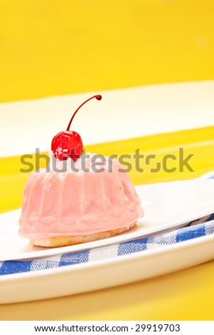 food serie: sweet fancy cake with cream and cherry