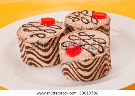 sweet series: three chocolate striped fancy cake