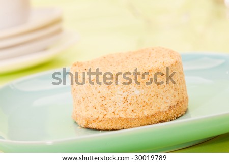 food series: sweet fancy cake on blue plate