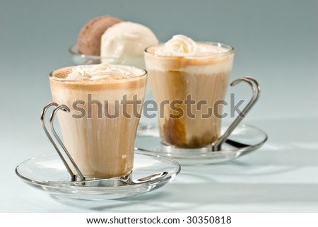 drink series: black coffee with cream and ice-cream