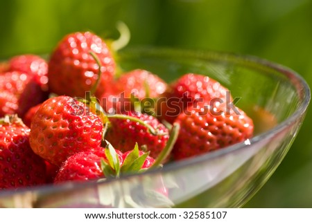 food series: freshly grown tasty strawberry on bowl
