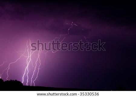 nature series: night thunderstorm with thunderbolt in sky