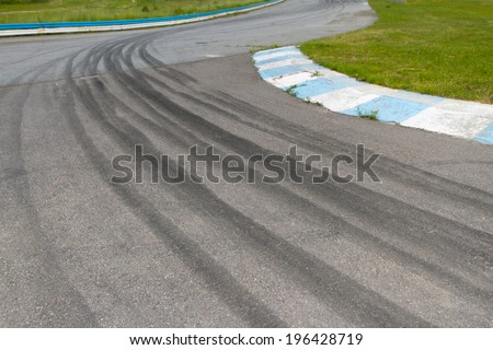 Tire tracks on asphalt