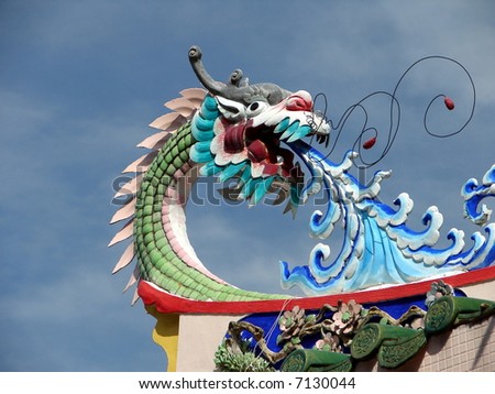 Dragon on oriental temple roof\'s corner
