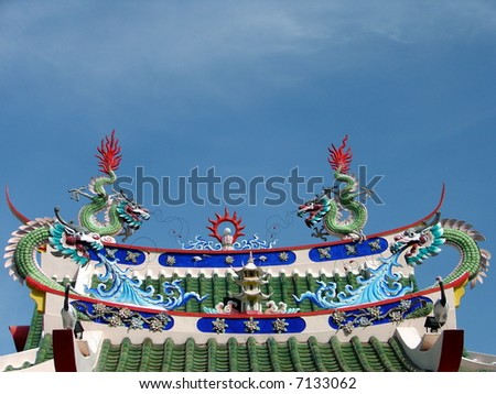 Exotic Oriental temple roof