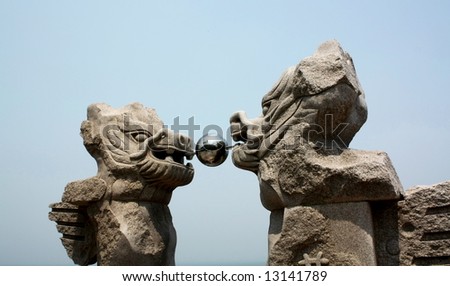 Dragons & Ball,stone sculpture