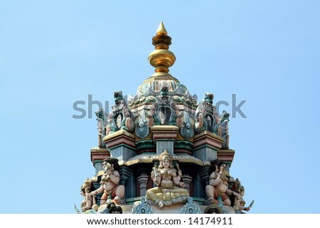 Indian temple dome with rich culture sculpture , detail