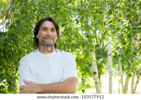 Middle-aged man in a park