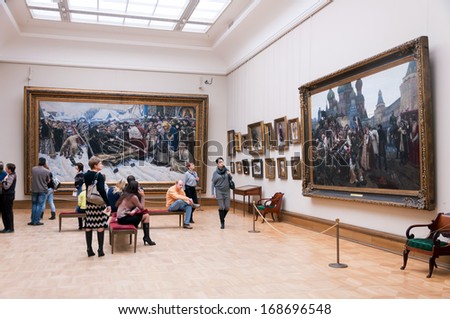 MOSCOW, RUSSIA-OCTOBER 27, 2013: The State Tretyakov Gallery in Moscow, Russia. That is visited by millions of tourists