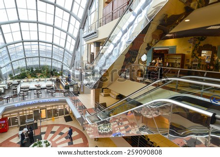 MOSCOW, RUSSIA - MARCH 05 2015: Interior Furniture shopping complex Grand. Furniture shopping mall GRAND - the largest specialty shop in a Russia and Europe.