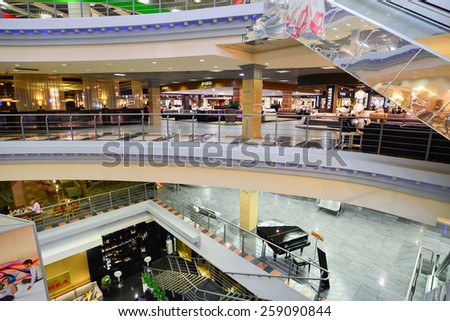 MOSCOW, RUSSIA - MARCH 05 2015: Interior Furniture shopping complex Grand. Furniture shopping mall GRAND - the largest specialty shop in a Russia and Europe.