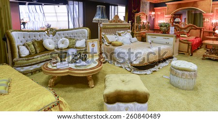 MOSCOW, RUSSIA - MARCH 05 2015: Interior Furniture shopping complex Grand. Furniture shopping mall GRAND - the largest specialty shop in Russia and Europe.