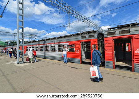 MOSCOW, RUSSIA - 17.06.2015. Train a large Russian carrier Russian Railways at the Leningrad station. In the year transporting more than 1 million passengers