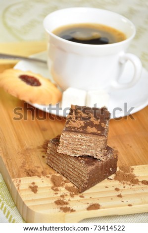 Morning coffee with biscuits and cake