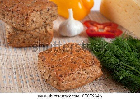 A delicious, whole grain bread and bran - the concept of healthy eating
