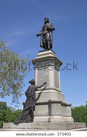 Statue of Roger Williams in  Providence, RI.