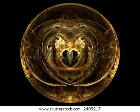 Fractal Golden Heart Sphere - Swirl Pattern