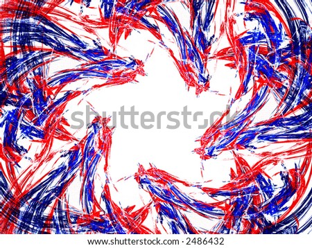 Fractal White Background Star With Red and Blue