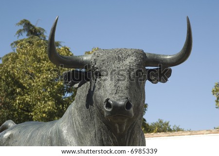 Bull statue portrait Ronda Spain