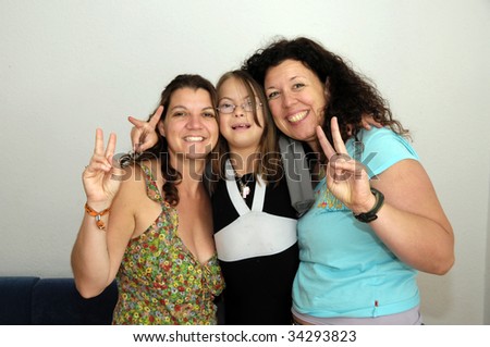 Friends doing peace sign